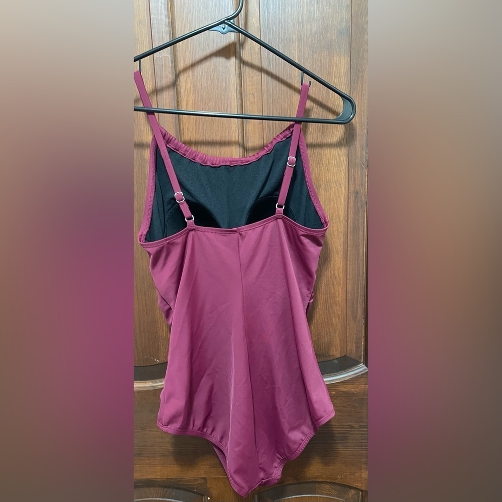 Jantzen one piece Burgundy size S-M Lower Rouching , Tommy control swimsuit - Picture 2 of 6
